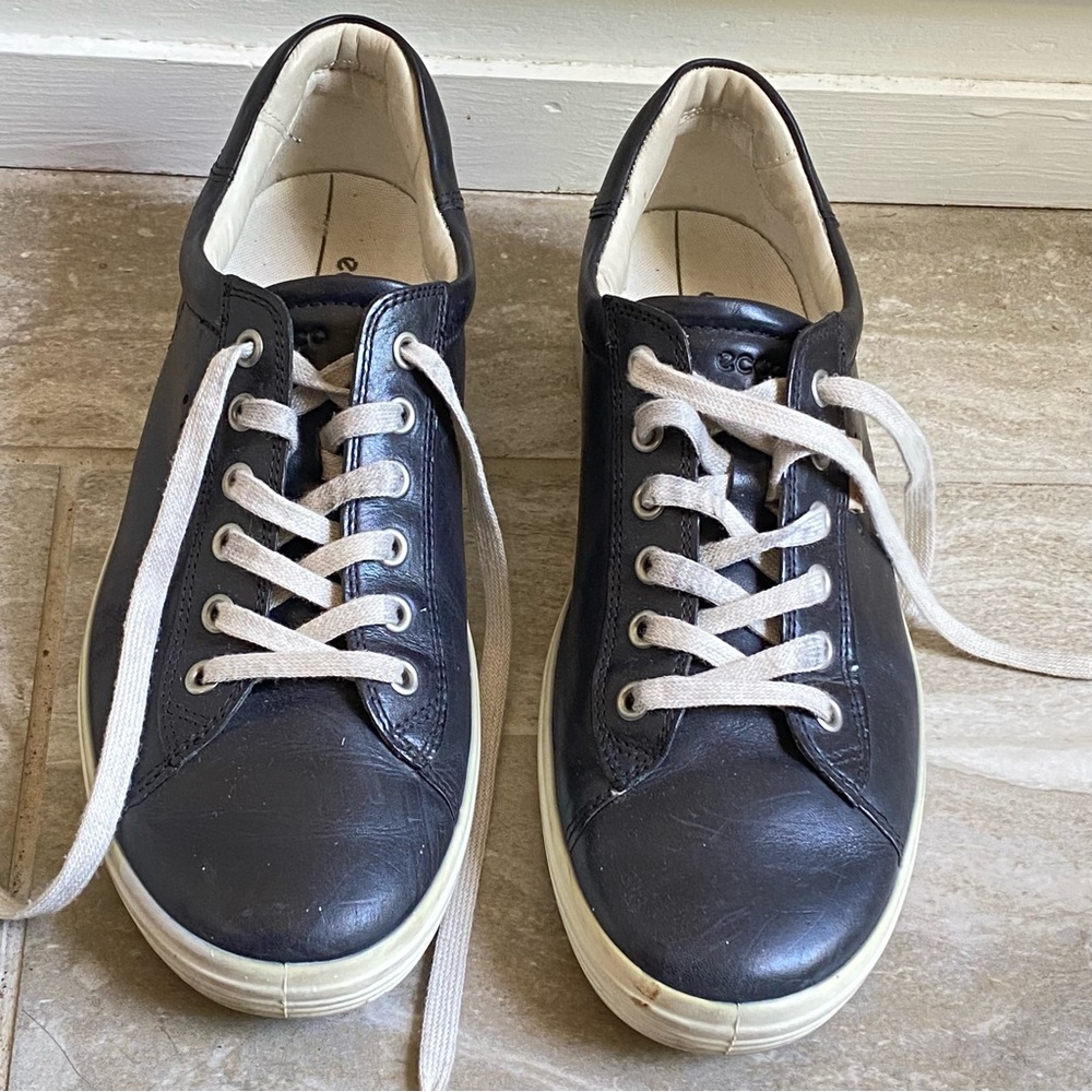 ECCO Soft 7 Sneakers Navy Full Grain Leather. Scandinavian Minimalist 10 / 41